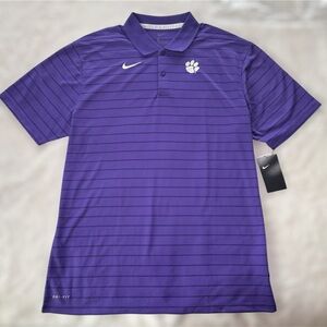 Nike Clemson Tigers Polo Shirt Men’s L Purple Dri-Fit Sideline Coaches